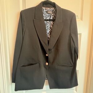 Dennis Basso Elegant Black Blazer with Gold Accents